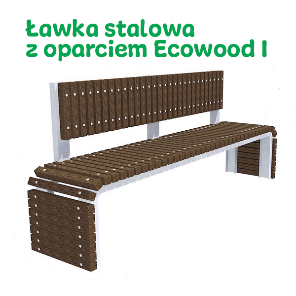 ławka stalowa z oparciem ecowood i