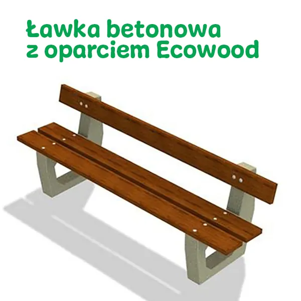 ławka betonowa z oparciem ecowood