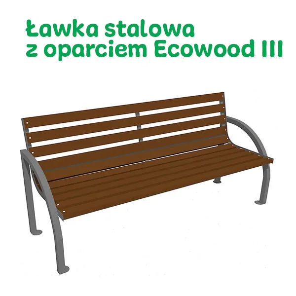 ławka stalowa z oparciem ecowood iii