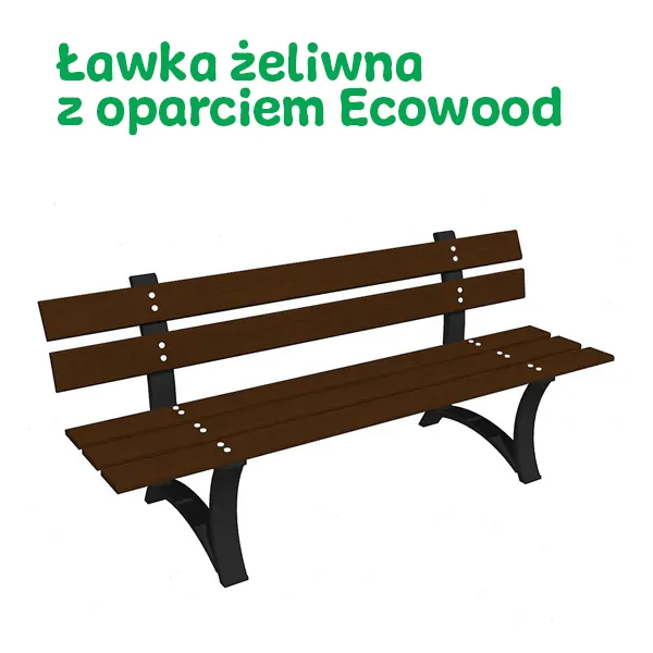 ławka żeliwna z oparciem ecowood